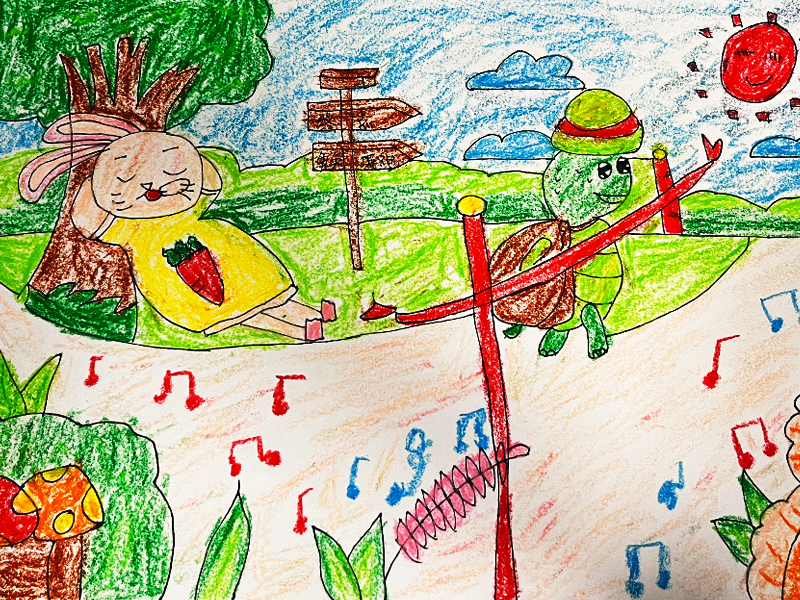 龟兔赛跑绘画